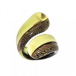 Gelber Contrarié-Ring aus original Muranoglas handgefertigt PR Lampwork
