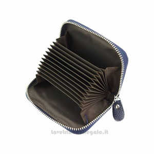 Portamonete donna Blu Scuro con Zip in pelle - Zippy - Pelletteria Made in Italy