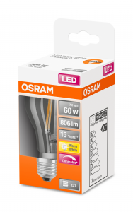 OSRAM Lampadina LED SUPERSTAR Classic A 60 filamento, luce calda dimmerabile, E27