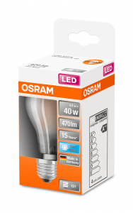 OSRAM Lampadina LED STAR Classic A 40 filamento, luce naturale, E27  