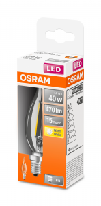 OSRAM Lampadina LED STAR Classic BA 40 filamento, luce calda, E14  