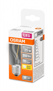 OSRAM Lampadina LED STAR Classic P 25 filamento, luce calda, E27  
