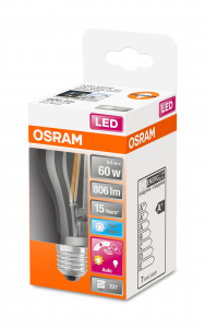 OSRAM Lampadina LED STAR+ DayLight Sensor Classic A 60 filamento, luce naturale, E27 
