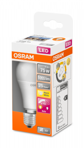 OSRAM Lampadina LED STAR+ Motion Sensor Classic A 75 luce calda, E27 