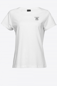 T-shirt Treviglio bianca mini ricamo Love Birds Pinko