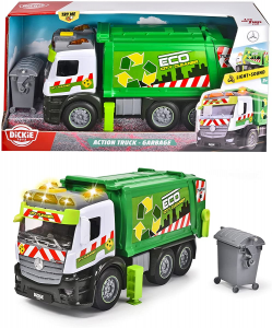 Dickie Toys - ActionTruck Camion dei Rifiuti Ecologico Spazzatura