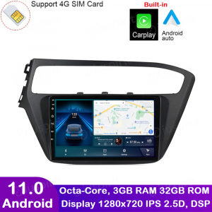 ANDROID autoradio navigatore per Hyundai I20 2018-2019 CarPlay Android Auto GPS USB WI-FI Bluetooth 4G LTE