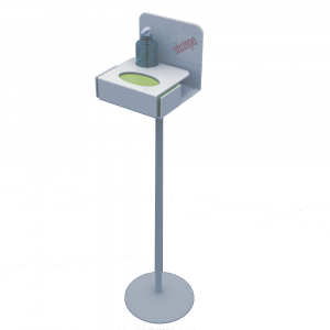 Pedestal stand for sanitizer and box