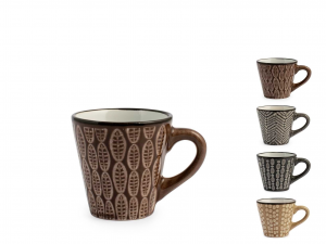 H&h Ethnic Set 6 Tazze Caffe' Stoneware Assortite Cc100