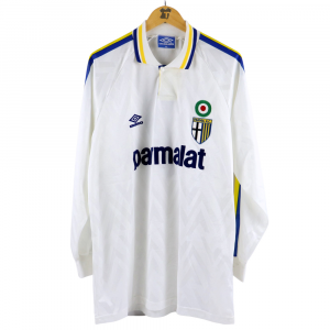 1992-93 Parma Maglia #7 Melli Match Worn Umbro Parmalat XL