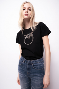 SHOPPING ON LINE PINKO   T-SHIRT RICAMO LOVE BIRDS QUENTIN 3 PREVIEW NEW COLLECTION WOMEN'S SPRING SUMMER 2022-2