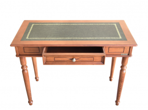 Engraved desk with leather top