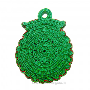 Presina gufo verde ad uncinetto 13x18 cm - Handmade in Italy