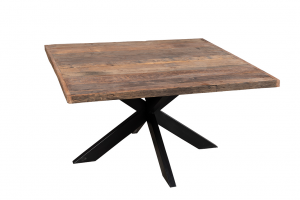 Baltimora - Tavolo Bear quadrato in legno con base ad incrocio in ferro, color naturale. Dimensioni: cm 140 x 140 x 78 h.