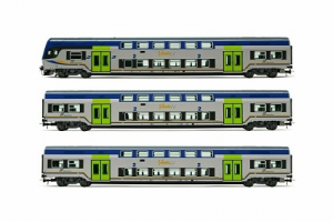 FS Trenitalia, 3-unit pack Vivalto coaches (1 with driver's cab + 2 intermediate coaches) in DPR livery, with new Vivalto logo