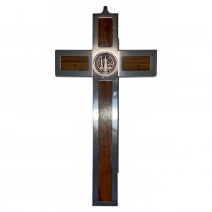Wall Aluminium  Crucifix with Rosewood insert