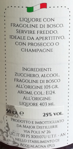 Fragolino - Grappa Bianca con Fragoline di Bosco intere - 50cl
