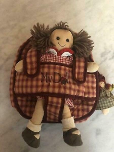 Zainetto rosso porta bambola in stoffa 26x10x30 cm - My Doll