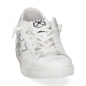 2Star sneaker low bianco glitter argento-3