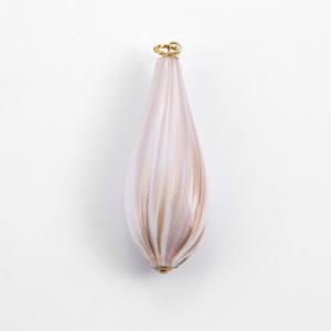 Pendaglio per collana in vetro di Murano a goccia h6 cm colore rubino, bianco e avventurina