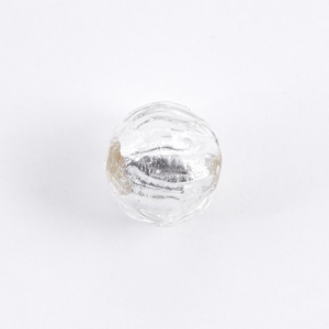 Perla di Murano con gocce di vetro cristallo Ø12 mm circa, foglia argento sommerso.