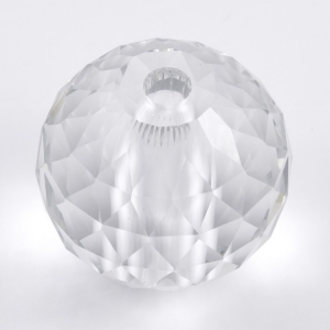 Sfera strass cristallo molato e sfaccettato colore puro Ø80 mm, h 75 mm, foro passante Ø14 mm