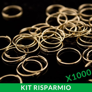 Confezione risparmio: 1000 pezzi anello brisè Ø10 mm con 1,25 giri acciaio dorato per catene di cristalli