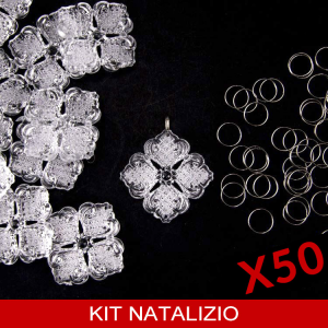 Confezione risparmio: 50 pz Fiore 40 mm cristallo acrilico + 50 pz anello brisè 10 mm