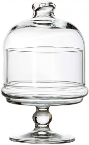 Mini alzata pasticceria per dolci in vetro con cupola in vetro