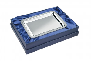 Vassoio rettangolare argentato argento con lux box