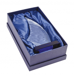 Trofeo vela in vetro con base blu