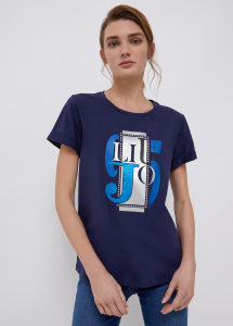 LIU JO TA2090JS003S9520 T-shirt ecosostenibile con logo