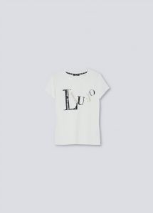 LIU JO TA2028J5003S9491 T-shirt con logo e strass
