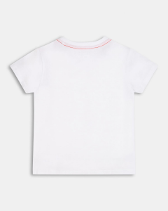 T-shirt girocollo bianca in puro cotone con logo 'Guess' frontale 9-24 mesi