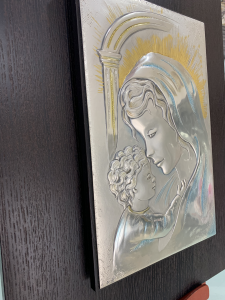 Quadro/Icona Acca Maternità argento 925 e legno cod. 409H.65