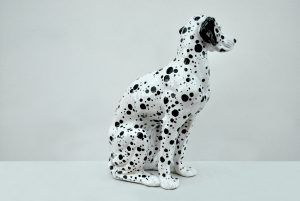 Statua vintage in ceramica Dalmata con cucciolo 