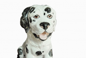 Statua vintage in ceramica Dalmata con cucciolo 