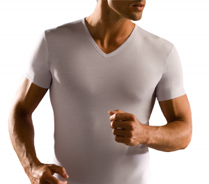 T-shirt Uomo a V manica corta cotone elasticizzato maglietta intima CAGI 1134