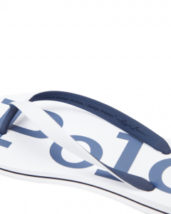 Ciabatta infradito bianca con logo scritta blu