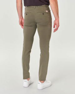 Pantalone chino New Rolf verde militare in gabardina di cotone stretch