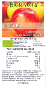 Succo limpido di Mela Bio  - Confezione da 2 bag in box da 3 litri (Spese di spedizione: a partire da Euro 7,97) 