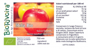 Succo limpido di Mela Bio  - Confezione da 6 bottiglie da 750 ml. (Spese di spedizione: a partire da Euro 7,97) 