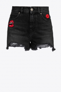 SHOPPING ON LINE PINKO SHORTS IN DENIM BLACK PINKO KISS GINA 2 NEW COLLECTION WOMEN'S SPRING SUMMER 2022-2