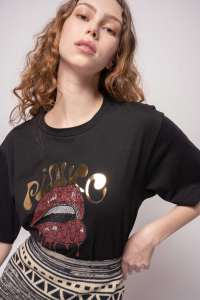 SHOPPING ON LINE PINKO  T-SHIRT PINKO KISS SHINY MANTOVA PREVIEW NEW COLLECTION WOMEN'S SPRING SUMMER 2022-2