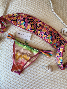 Bikini fascia e slip brasiliano fusciacca regolabile Silver Lake Me Fui TAGLIA M, L, LG