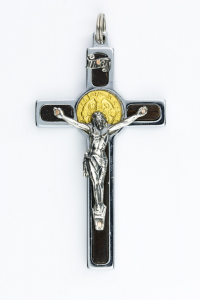 Crucifix  in Steel, Silver and Gold 18 KT