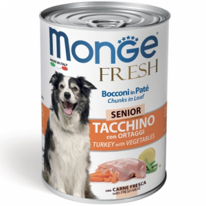 Monge Fresh Bocconi in Paté Tacchino con Ortaggi – Senior Formato: 400 g