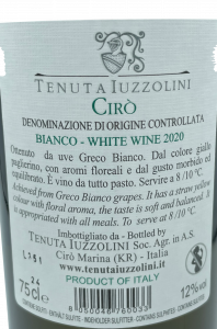 Vino Ciro' Bianco Tenuta Iuzzolini cl 75