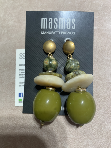 Orecchini pendenti con pietre verde oliva MasMas  Made in ITALY OR/087