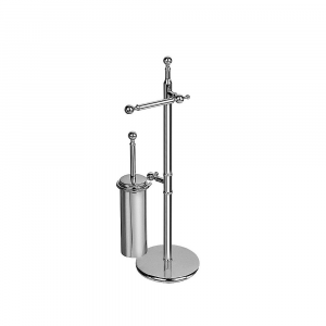 Floor stand with toilet roll holder and toilet brush holder